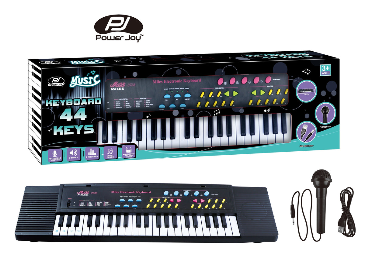 Power Joy Music Keyboard ٤٤ Keys مع Mic يعمل بالبطارية