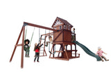 Mountpeak Vinson Massif Swing Set & Playhouse with Wooden Roof