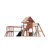 Mountpeak Double Decker Swing Set & Playhouse with Dual Slides
