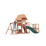 Mountpeak Double Decker Swing Set & Playhouse with Dual Slides