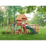 Mountpeak Double Decker Swing Set & Playhouse with Dual Slides