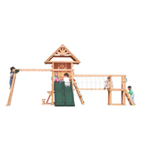 Mountpeak Double Decker Swing Set & Playhouse with Dual Slides