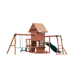 Mountpeak Double Decker Swing Set & Playhouse with Dual Slides
