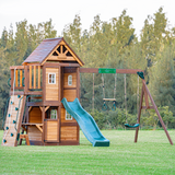 Mountpeak Kazbek Swing Set & Playhouse with Climbing Wall & Kitchen