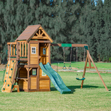 Mountpeak Kazbek Swing Set & Playhouse with Climbing Wall & Kitchen