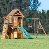 Mountpeak Kazbek Swing Set & Playhouse with Climbing Wall & Kitchen