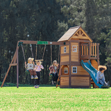 Mountpeak Kazbek Swing Set & Playhouse with Climbing Wall & Kitchen
