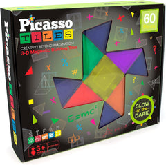 Picasso Magnetic Tiles 3D Glow 60-pieces