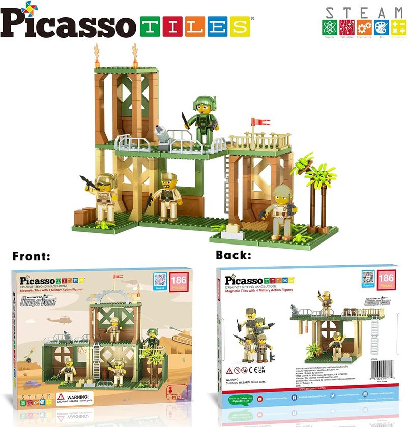 Picasso Magnetic Tiles Combat Force 4 Military Figures 186-pieces