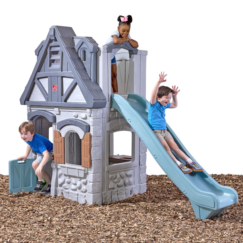 Enchanting Adventures Multi - Level Playhouse & Slide for Kids Outdoor Play