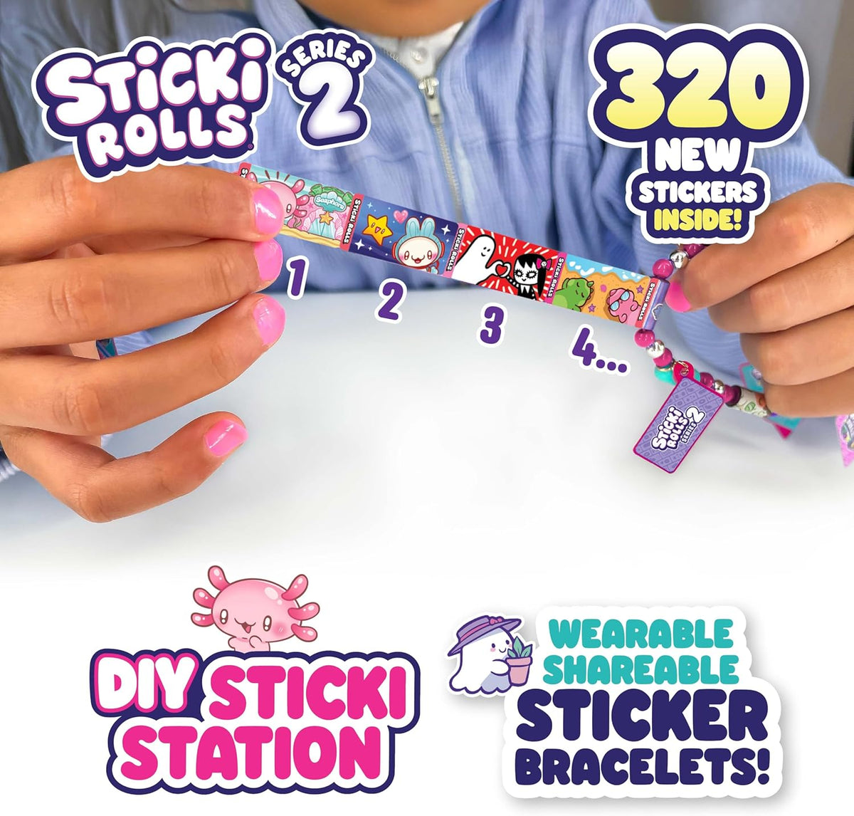 Sticki Rolls Series ٢ Sticki Book طقم DIY Sticker Jewelry & Activity مجموعة for Kids