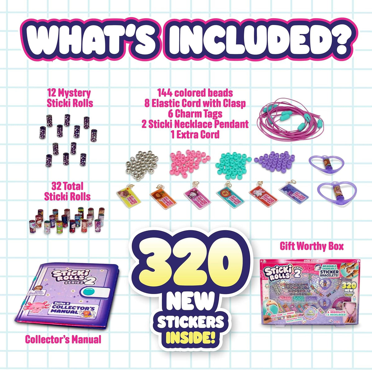 Sticki Rolls Series ٢ Sticki Book طقم DIY Sticker Jewelry & Activity مجموعة for Kids