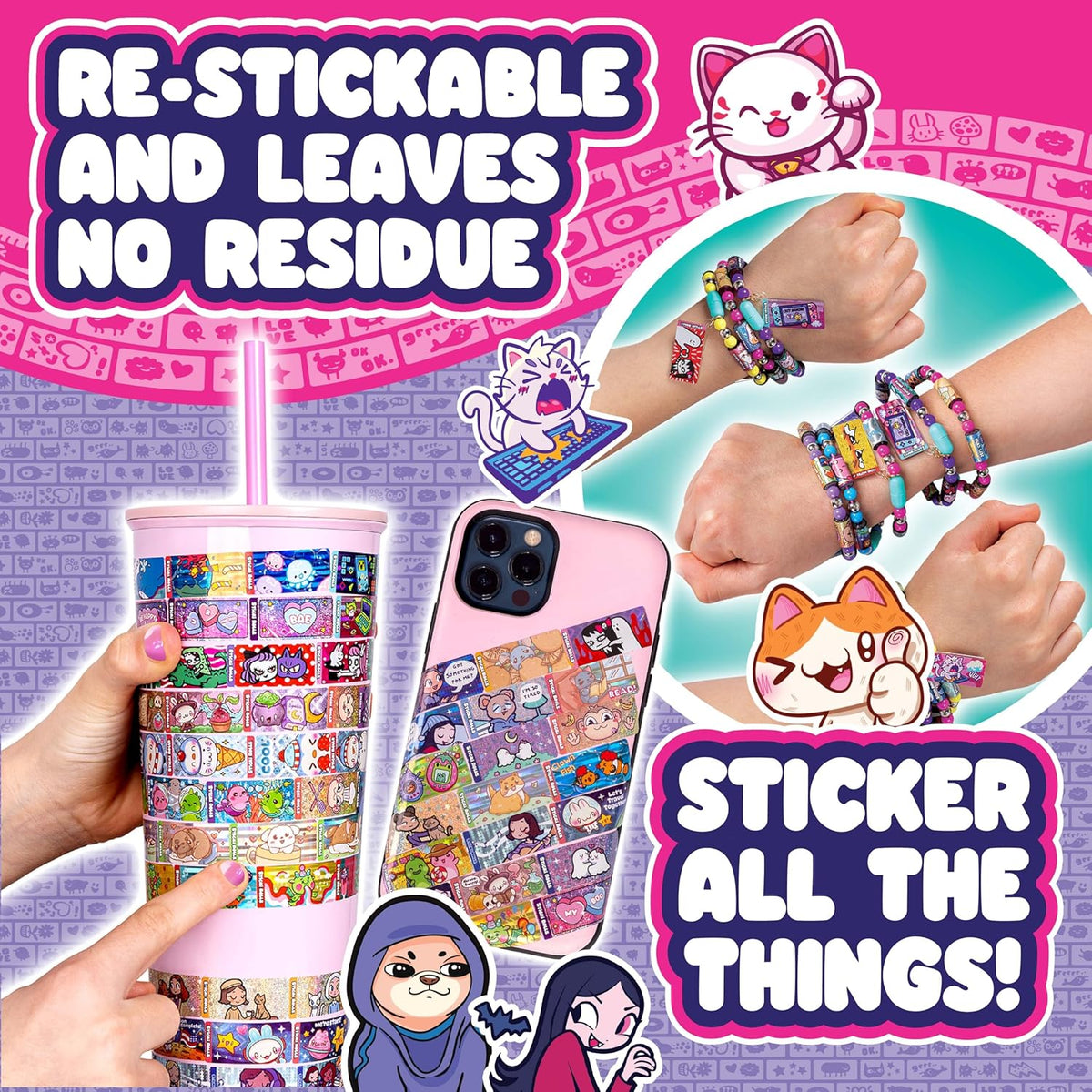 Sticki Rolls Series ٢ Sticki Book طقم DIY Sticker Jewelry & Activity مجموعة for Kids