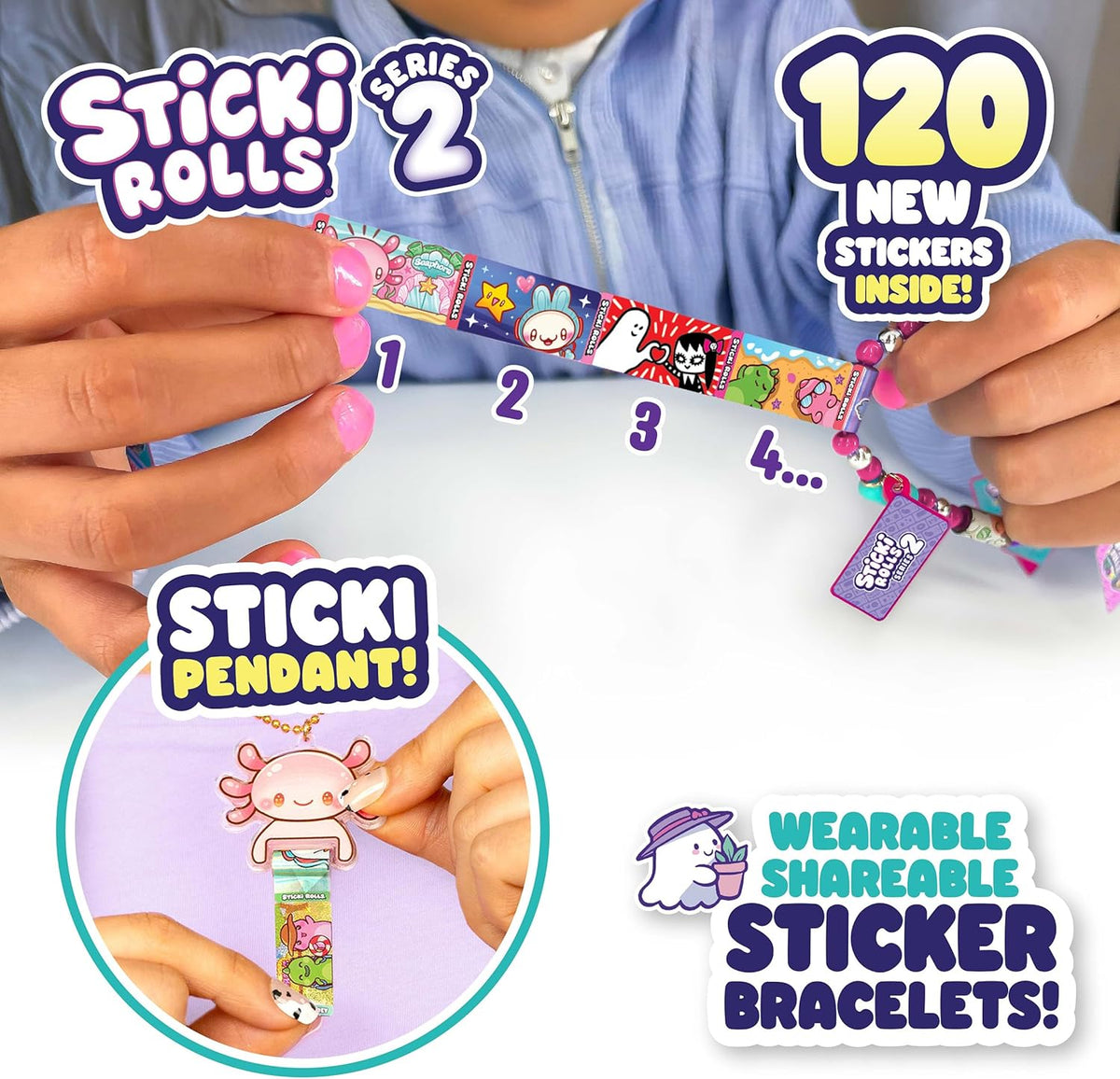 أشغال يدوية - Sticki Rolls Series ٢ Wearable Sticker Bracelet & Exclusive Character Pendant