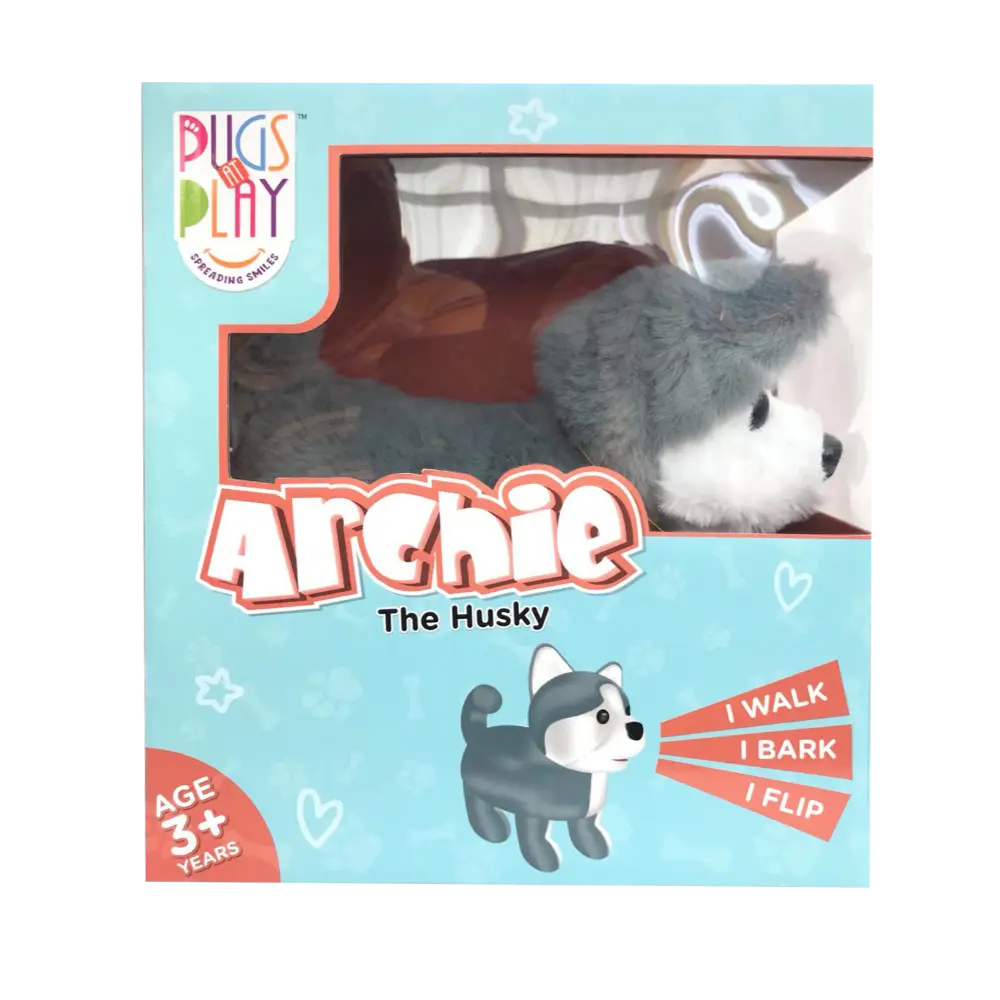 Pugs At Play Flipping Archie يعمل بالبطارية