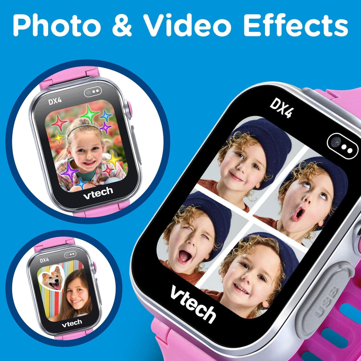 VTech Kidizoom Smart Watch Dx٤ وردي يعمل بالبطارية