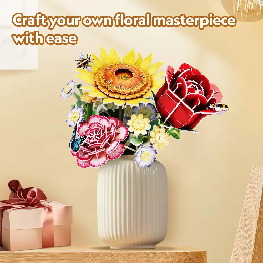 3D Puzzle Carnation Flower Bouquet 134 Pcs