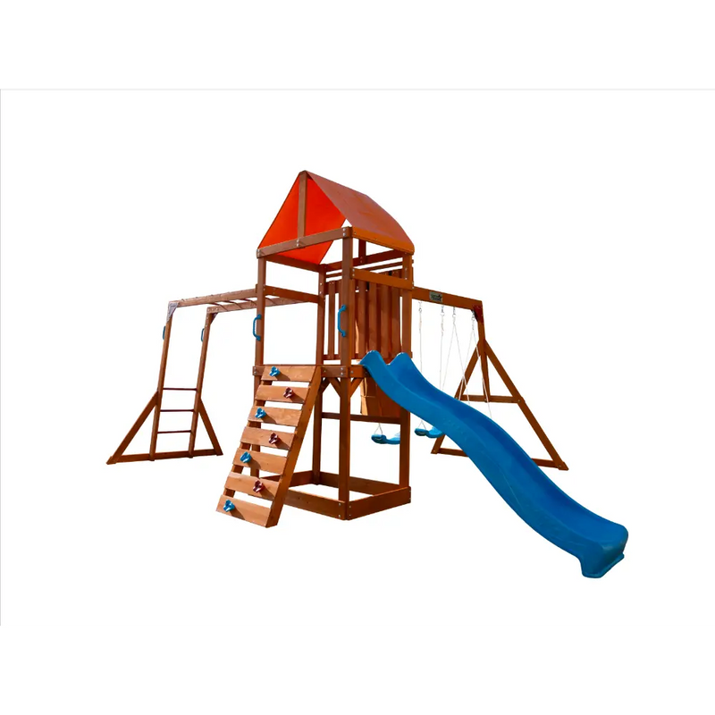 Dynamic Sports Olympia Wooden Swing Set with Slide & Monkey Bars