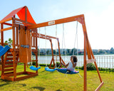 Dynamic Sports Olympia Wooden Swing Set with Slide & Monkey Bars